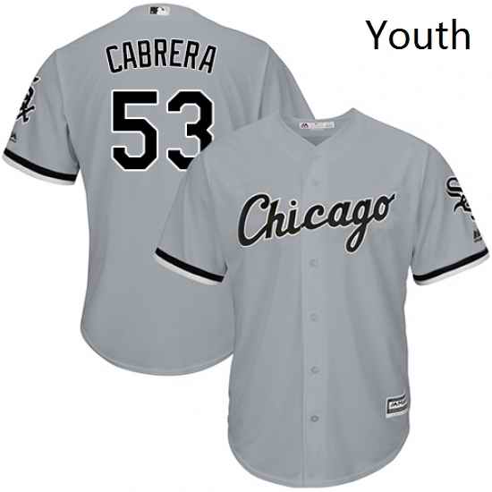 Youth Majestic Chicago White Sox 53 Welington Castillo Replica Grey Road Cool Base MLB Jersey